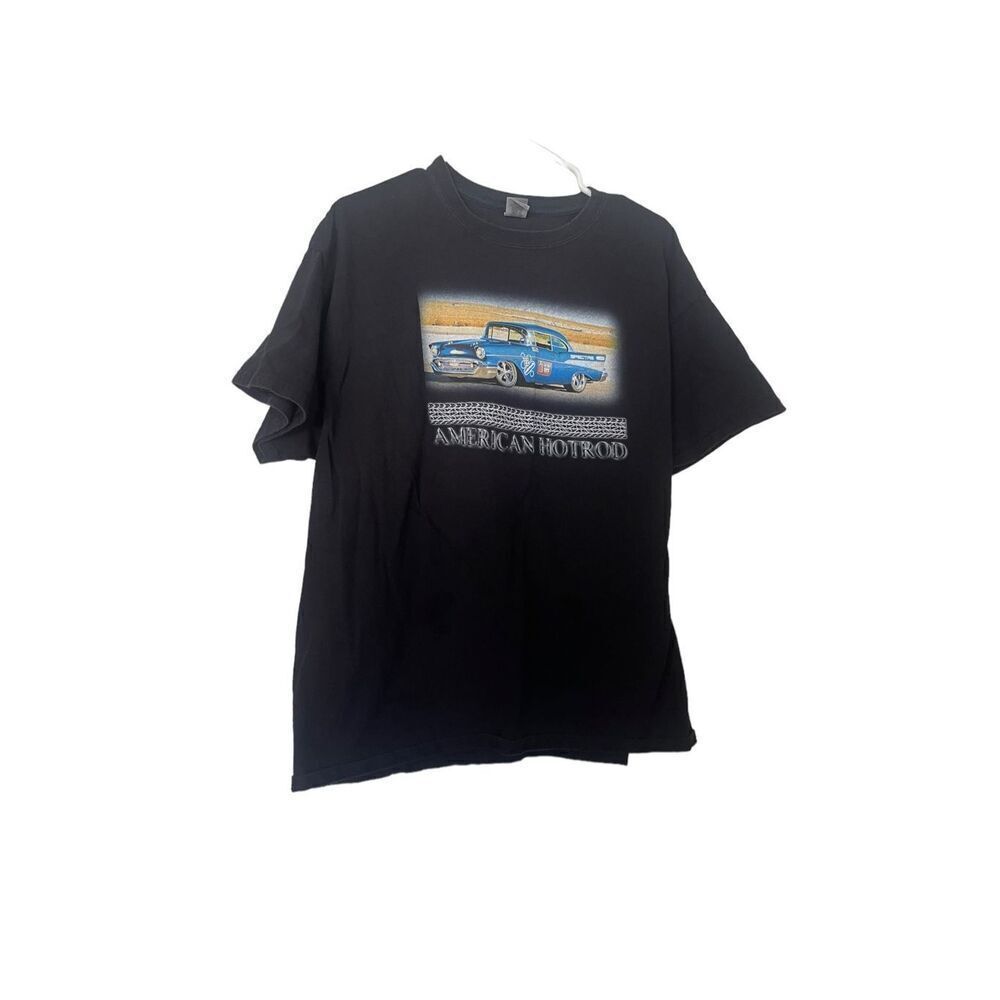 Gildan Mens Black American Hotrod Crew Neck Short Sleeve T-Shirt Size XL